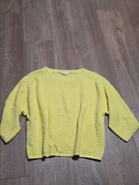 Poetry Yellow Open-Knit Crewneck Sweater